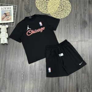 Bộ Chicago Họa tiết In Chữ Phối Hình Cực Chất , Đồ Bộ Nam Chicago CộcTay Chất Liệu Cotton Cao Cấp